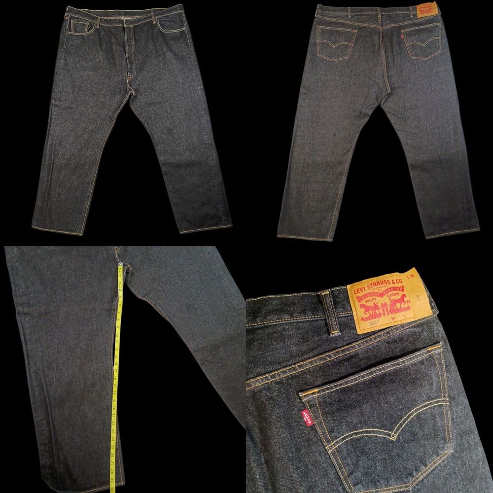 Levi Strauss 501 Black Vintage Button Fly Red Tab Denim Jeans Men W50 x L32